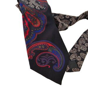 Sterling Hunt Traditional 80s Handmade Silk Tie Multicolor Paisley on Black